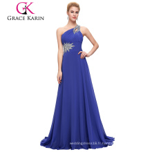 Vente en gros Grace Karin perlée une épaule robe de bal Royal Blue CL2949-5